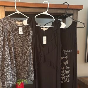 Bundle LOFT Black and Gray Top nwt loft nwt dress and butterfly dress